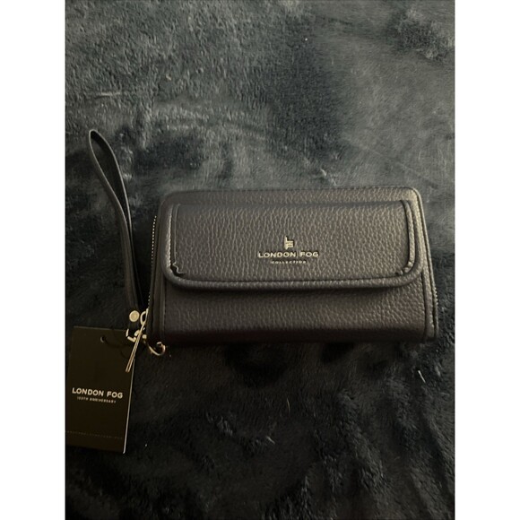 London Fog Handbags - London Fog Fiona Long Zip & Front Flap Wristlet Wallet Blue NWTS